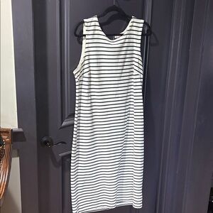 Tommy Hilfiger Black and White Striped Midi Dress